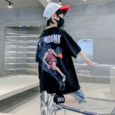 Boy's Short Sleeve T-Shirt Mid-to-Large Kids Children's Top Half Sleeve Tee