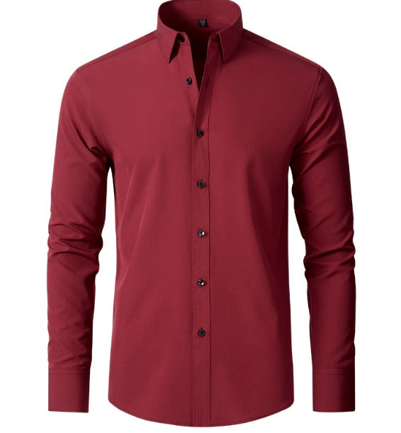 Cotton Long Sleeve Shirt Men's Stretch Non-Iron Dress Shirt  Size Business Casual Shirt