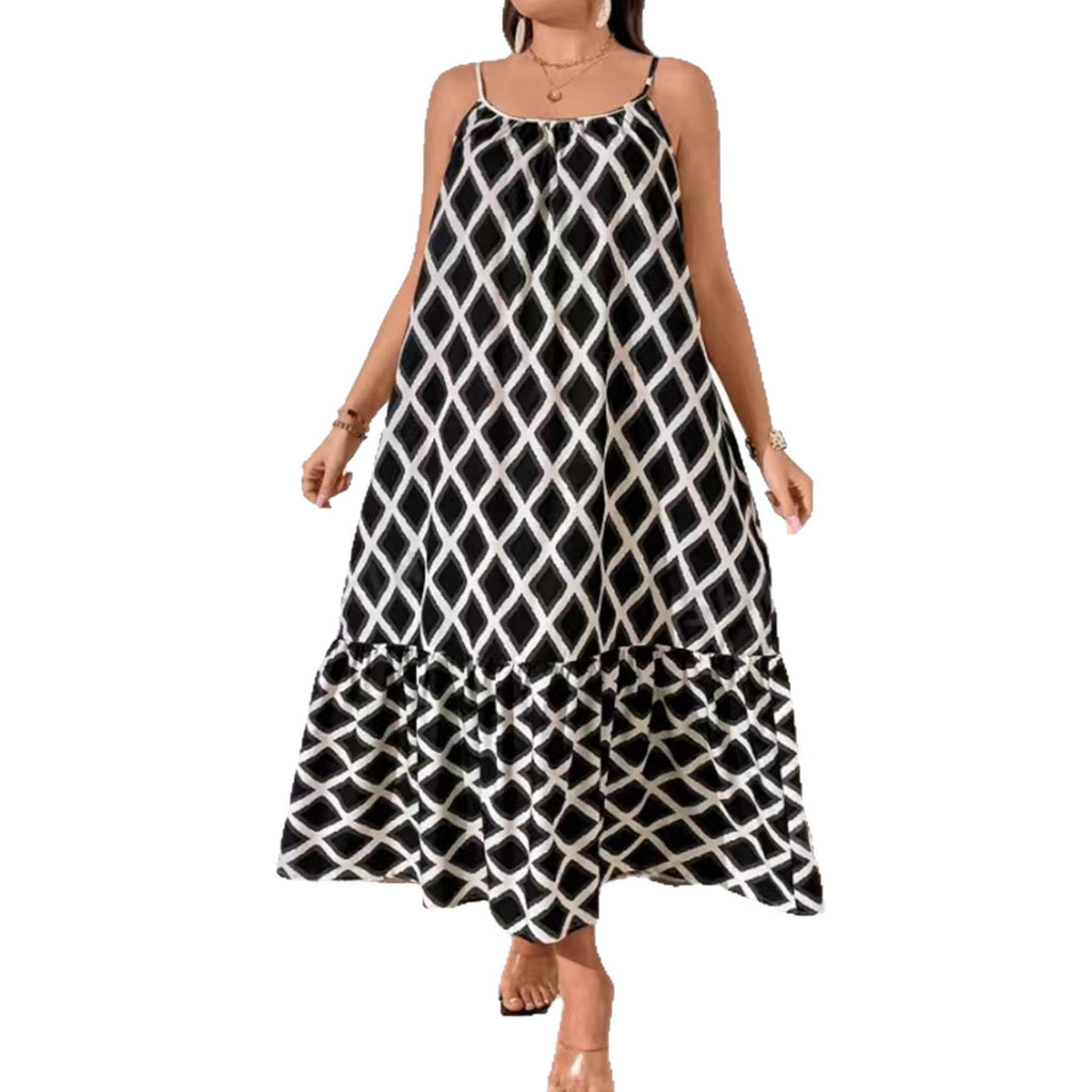 Diamond patterned camisole long skirt