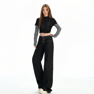Low Waist Short Rise Straight Leg Jeans Women