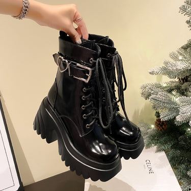 High Quality Ankle Boots For Women Genuine Leather Autumn Winter Comfortable Warm Fur Women Motorcycle Boots Shoes black