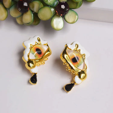 New Design Alloy Resin Eyes Charms Dangle Earrings for Women Jewelry Baroque Style Vintage Statement Earrings Accessories