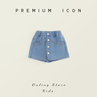 Jela Kids Girls Denim Shorts Mid-Size Washed Cotton Skirt Pants