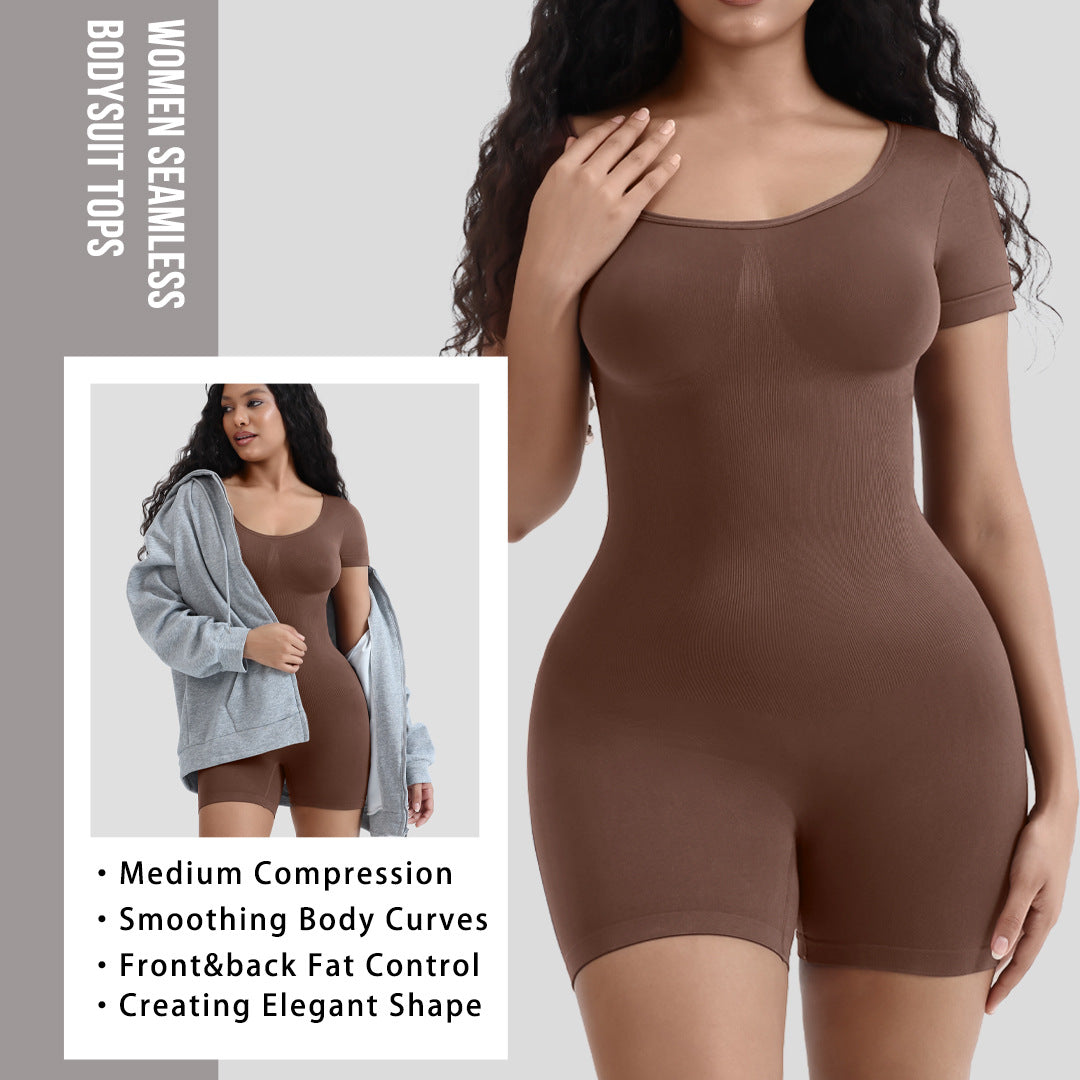 Women Body Shaping Waist Slimming Short Sleeve Seamless Spicy Jumpsuit