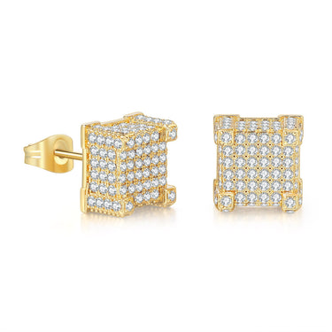 Hip Hop Full Zircon Micro Set Earrings Men's Trendsetter Gold Plated Hip hop Earrings Accessories