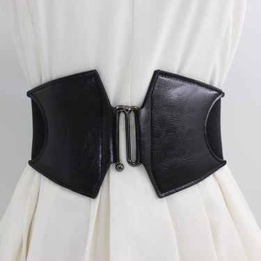 Gun black buckle waist belt for women with elastic adjustment, wide waist seal decoration, elastic belt for belt retraction