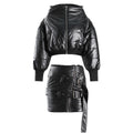 Small niche short bread jacket with multiple wearing styles and plush cotton jacket with large collar design