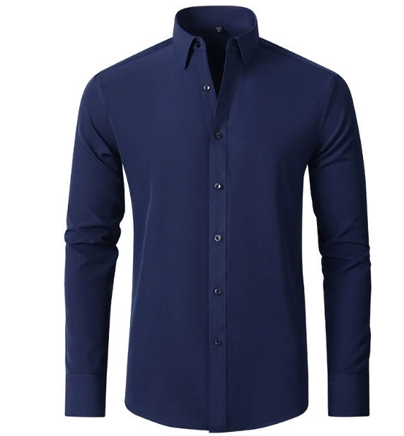 Cotton Long Sleeve Shirt Men's Stretch Non-Iron Dress Shirt  Size Business Casual Shirt