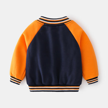Children's Outerwear  Clothing Boys Round Neck Patchwork Long Sleeve Mid-Small Kids Baseball Jacket