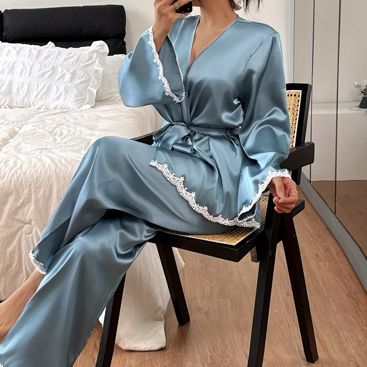 Style Women's Summer Robe, Sexy Morning Robe, Outerwear, Ice Silk Robe