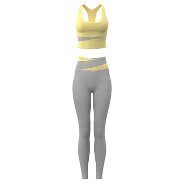 High waisted and abdominal yoga suit shockproof yoga fitness suit tight fitting and hip lifting naked yoga suit set