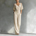 V-neck slim fit jumpsuit for women