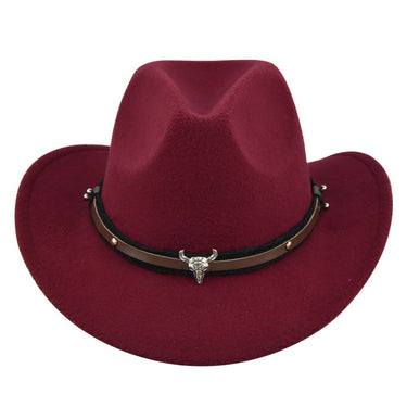 New European and American Cowhead Western Denim Hat Woolen British Jazz Hat Mens and Womens Famous Ethnic Style Big Eaves Hat