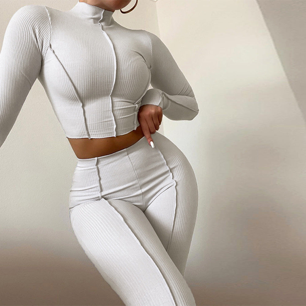 Fashionable Spring Women's Two-Piece Set with Reversible Design, High-Waisted Fitted Solid Color Outfit