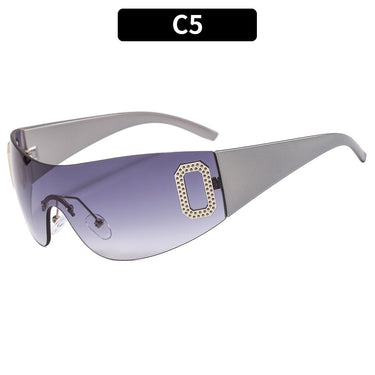 New Y2K Spice Girl Sunglasses Letter Integrated Sunvisor Sunglasses Women's Advanced Slimming Glasses