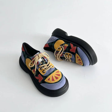 Colorful trendy retro high sole ugly cute shoes for women
