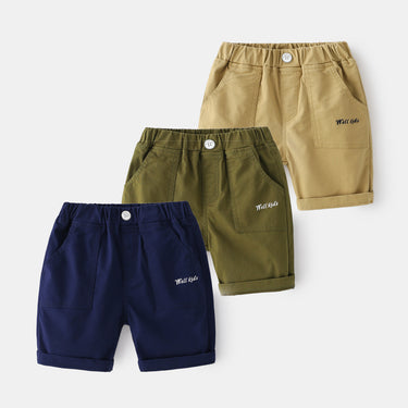 Casual Cotton Five-Point Pants for Kids Mid-Waist with Elastic Waistband