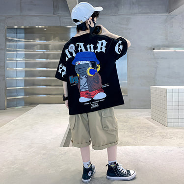 Print Back Short Sleeve T-Shirt Half Sleeve Kids T-Shirt