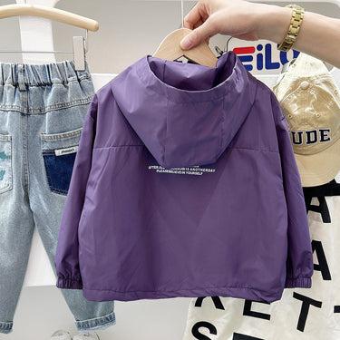 Boy's Hooded Jacket  Stylish Casual Windbreaker Kids Jacket Trendy