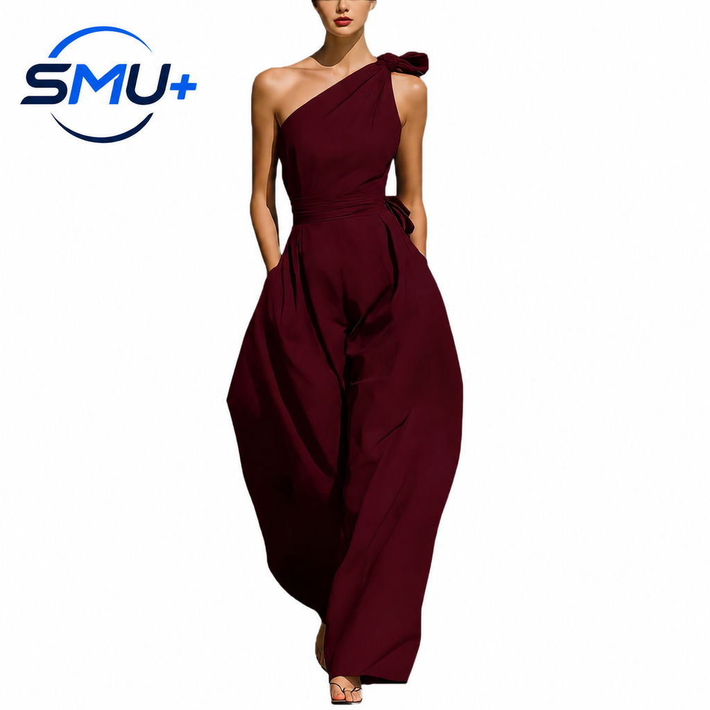 Sleeveless shoulder cinched jumpsuit