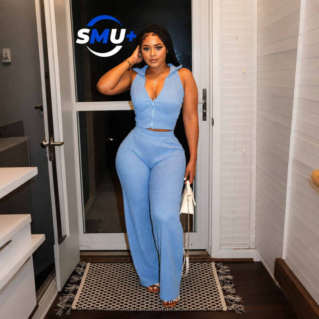 Style Sleeveless Round Neck Women's Clothing Set