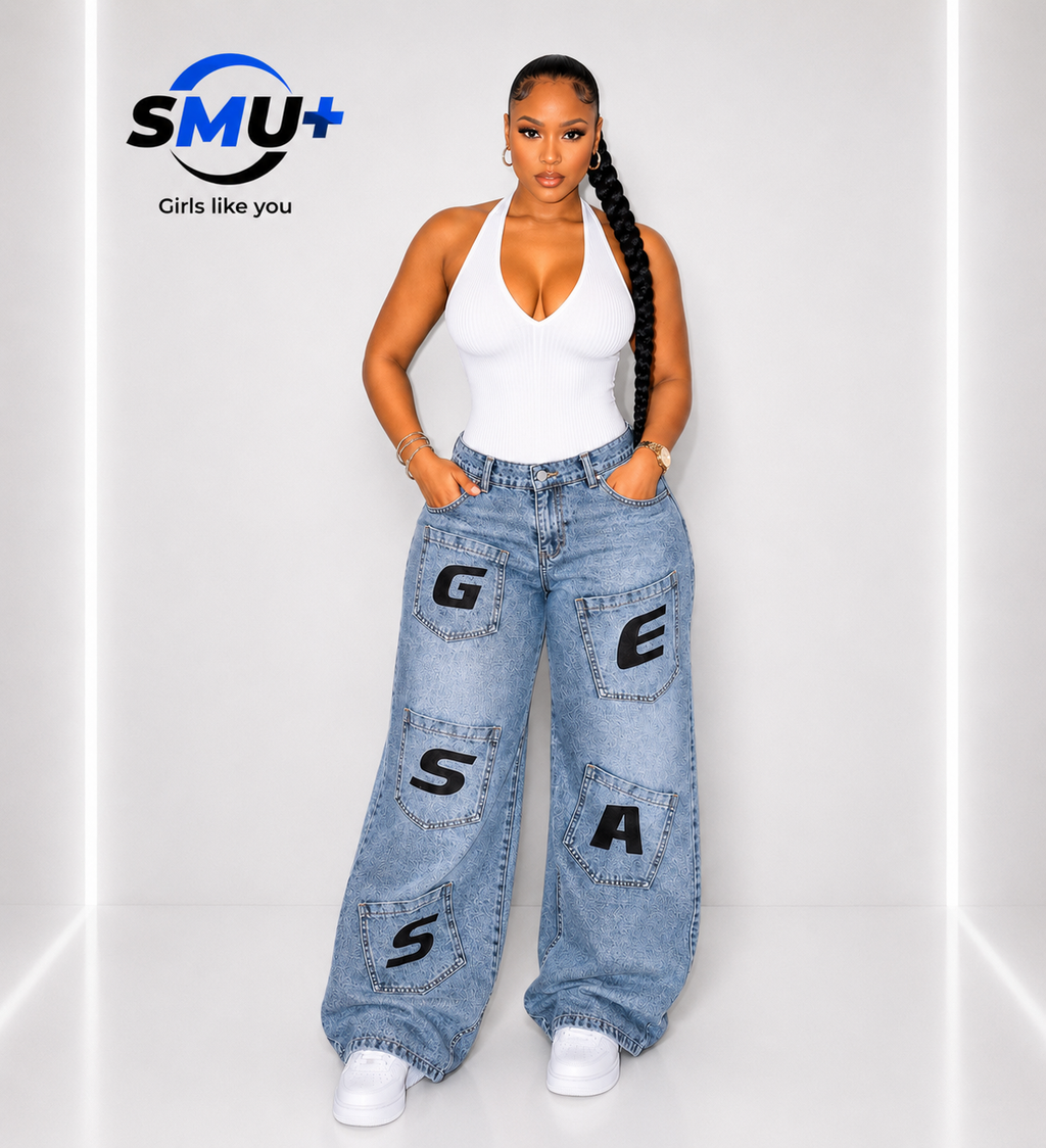 Jeans for Women with Letter Print,Casual Pants