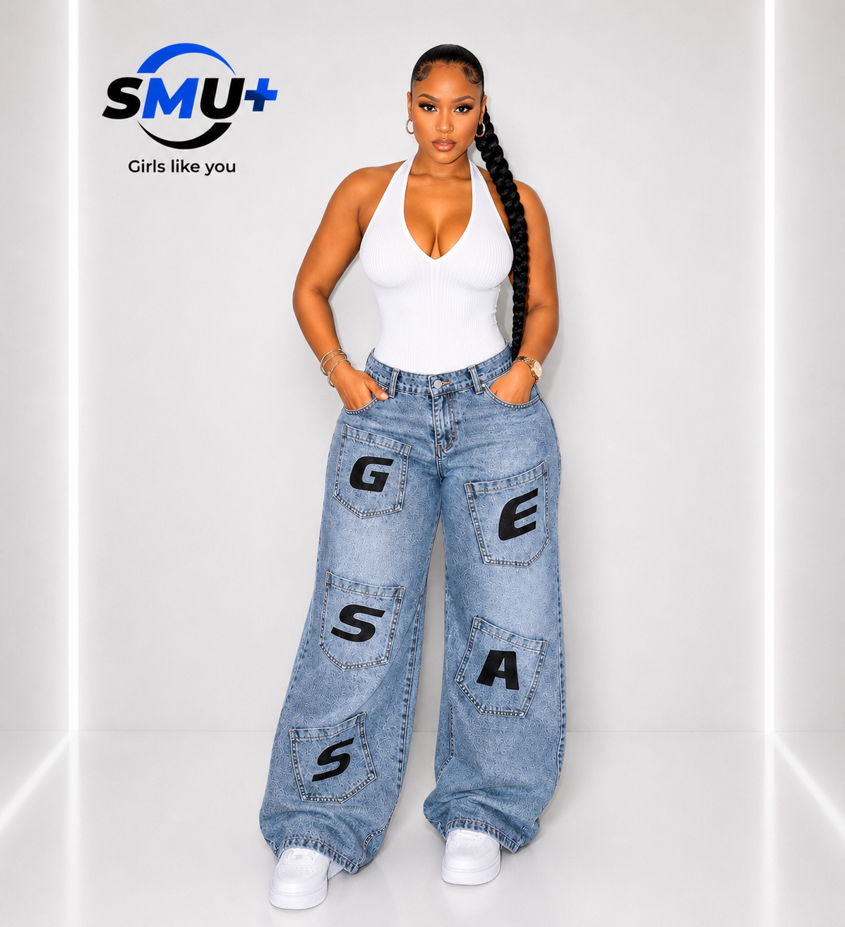 Jeans for Women with Letter Print,Casual Pants