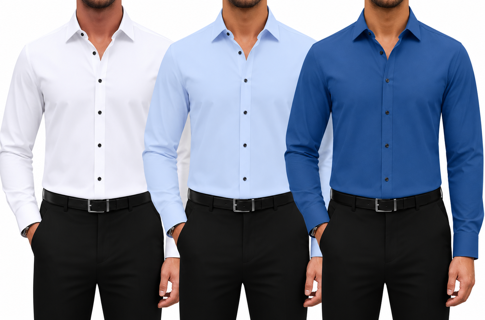 Cotton Long Sleeve Shirt Men's Stretch Non-Iron Dress Shirt  Size Business Casual Shirt