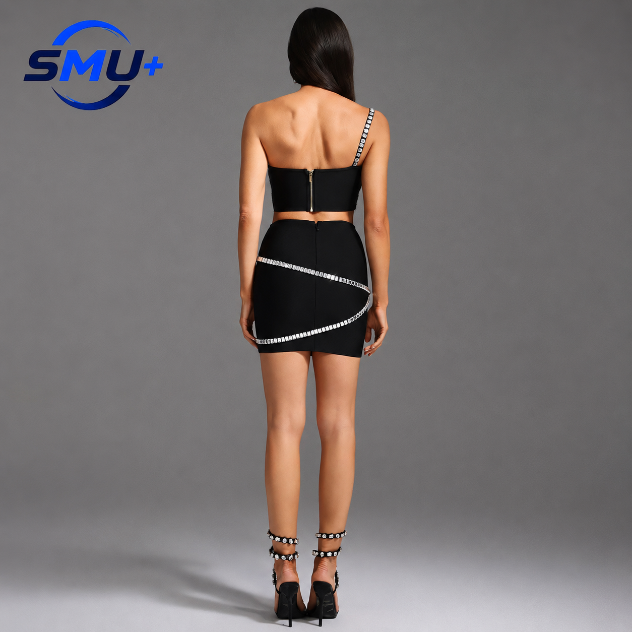 Women's suspender strapless short skirt set