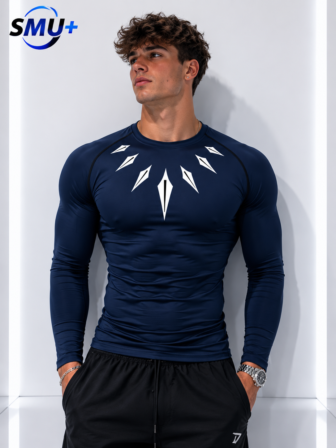 Printed Long Sleeve T-Shirt for Men, Quick-Dry Breathable Workout Running Top